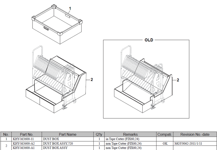 YS12 DUST BOX ASSY(non Tape Cutter FIX60,24)