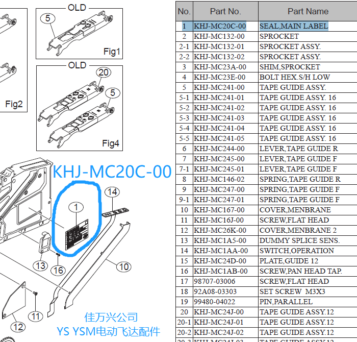 KHJ-MC20C-00 SSY FEEDER SEAL,MAIN LABEL