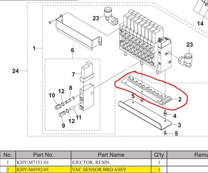 YG12 YS12 YS24 YSM10 YSM20R VAC SENSOR BRD ASSY