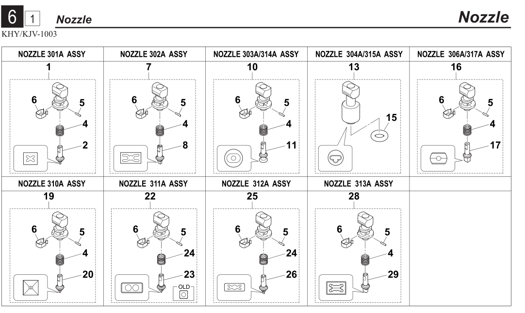 KHN-M7710-A2 NOZZLE 301A ASSY.